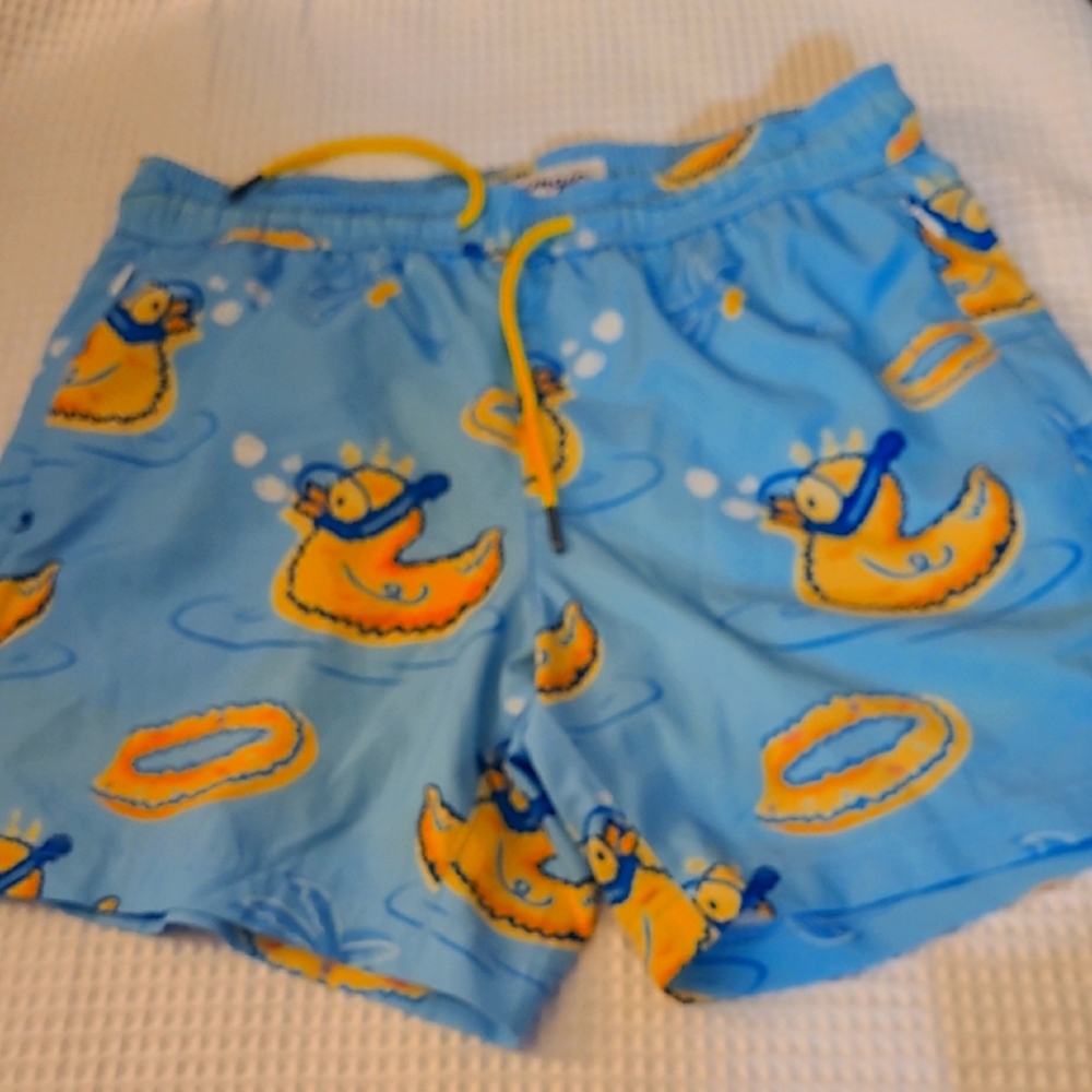 Maamajic Blue Duck Print Boys  Swim Shorts NWOT Size Small